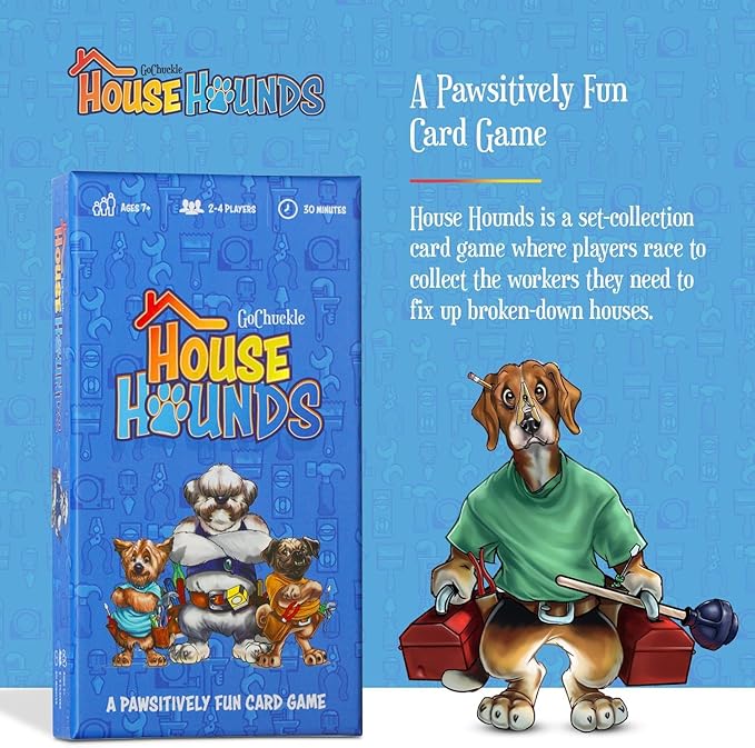 GoChuckle House Hounds Set Collection Card Game - A Race to Collect Workers Needed to Fix up Broken Down Houses, Strategy Game for Families, Adults, Kids, Ages 7+, 2-4 Players