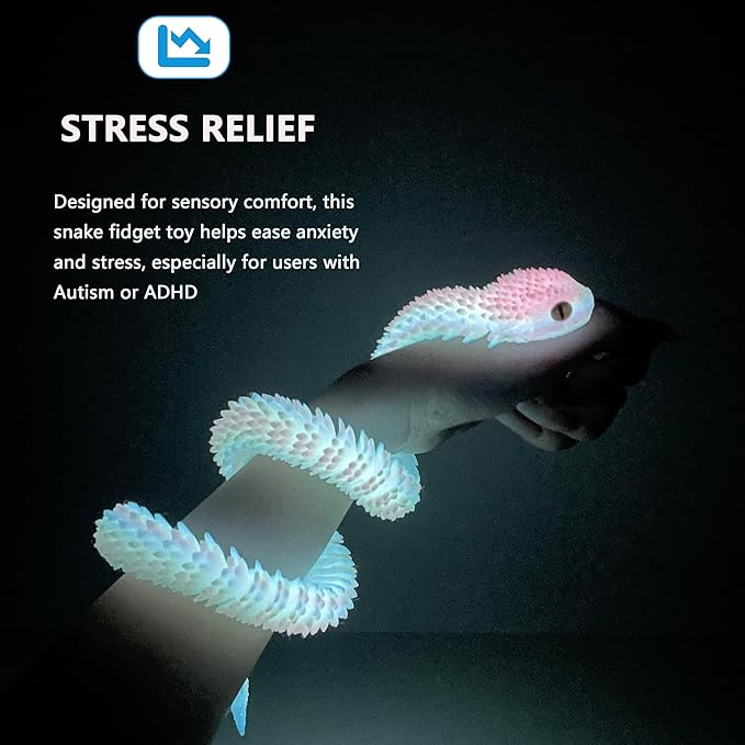 24in 3D Printed Snake Toys, Flexible 3D Printed Animal, Fidget ADHD Snake Toys, Perfect Desk Pet for Animal Collectors, Halloween Decor, Christmas Toy 2025
