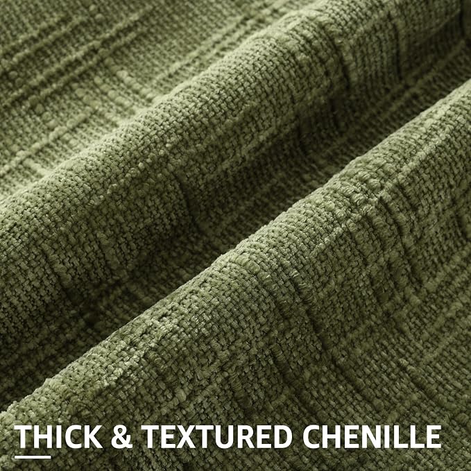decorUhome Textured Chenille Throw Pillow Covers 12x20 Set of 2 Olive Green | Fall Modern Farmhouse Soft Cozy Slubby Couch Pillow Cases Boho Decorative Pillow Cases for Bed Sofa Living Room Home Decor