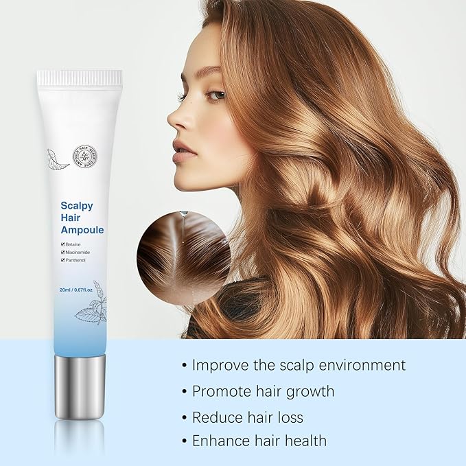 Scalp Serum for Hair Growth for Men & Women - Lightweight Scalpy Hair Ampoule with Niacinamide & Panthenol to Support Hair Health & Reduce Shedding, Non-Greasy Formula with Massage Roller - 20ml