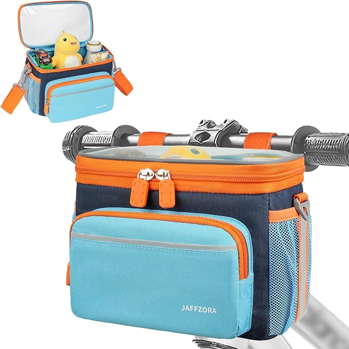 Kids Bike Basket, Front Frame Handlebar Bag for Toddler Scooter Tricycle Bicycle, Cute Small Fabric Bicycle Basket for Boys & Girls,