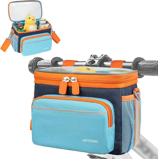 Kids Bike Basket, Front Frame Handlebar Bag for Toddler Scooter Tricycle Bicycle, Cute Small Fabric Bicycle Basket for Boys & Girls,