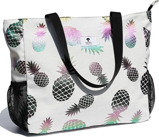 ESVAN LARGE BEACH BAG Water Resistant Lightweight 20 inch Women Oversize Tote Bag for Gym Beach Travel Pool Yoga Nurse
