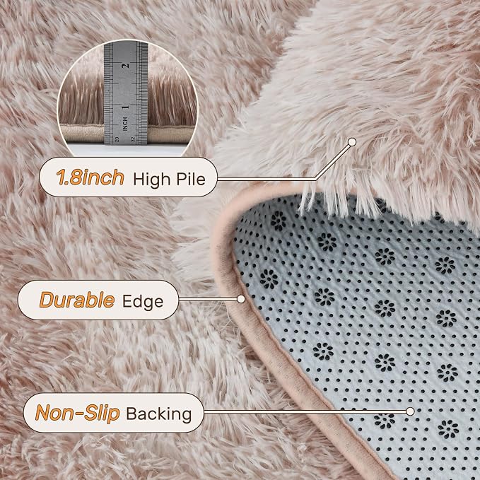 Area Rugs for Living Room 6x9 Feet, Soft Fluffy Shagg Plush Bedroom Rug Non-Slip,Large Carpet for Nursery Kids Dorm Home Decor Gradient Beige