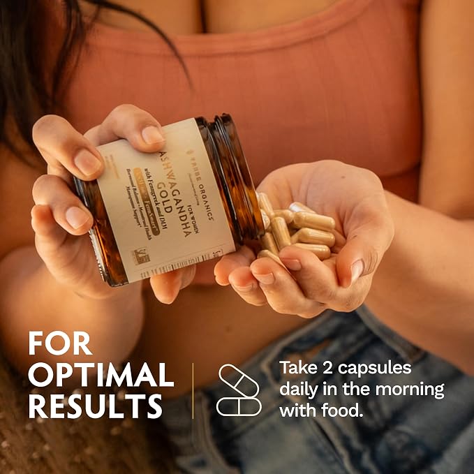Tribe Organics Ashwagandha Gold - DIM Supplement for Women with Ashwagandha KSM-66®, FenuSmart™ Fenugreek & AstraGin - Clinical-Grade Hormone Balance, Estrogen Support & PMS Relief - 60 Vegan Capsules