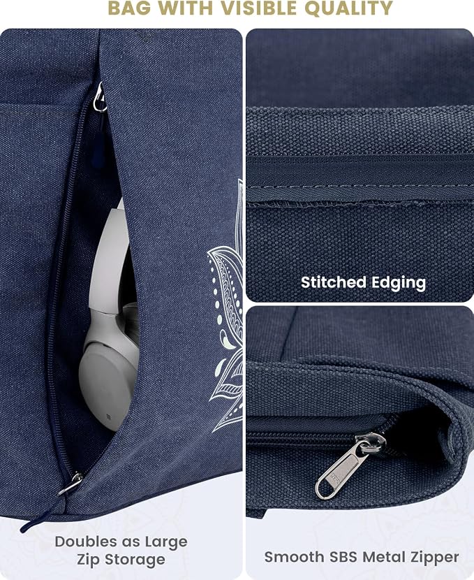 Gonex Yoga Mat Bag, Large Tote Bag with Multi Pockets for Women Men, Canvas Mat Carrier, Full Zipper Easy Access for Pilates Gym Travel