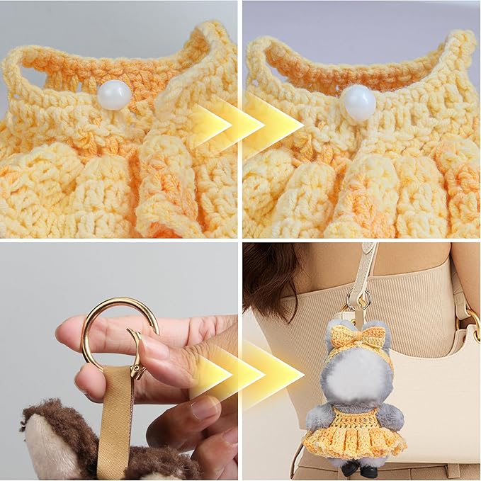 17cm Doll Clothes Handmade - Cute Stylish Styles Clothes for Dolls, Handcrafted Accessories for Doll Pendant, Gift (Yellow)