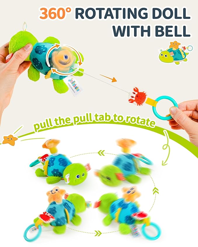 Jollybaby Baby Rattles & Soft Plush Hanging Toy for Stroller Crib car seat and Play Gym, Sensory Developmental Vibrating Toys for Newborn, Baby Christmas Stocking/Socks Stuffers Gifts - Panda