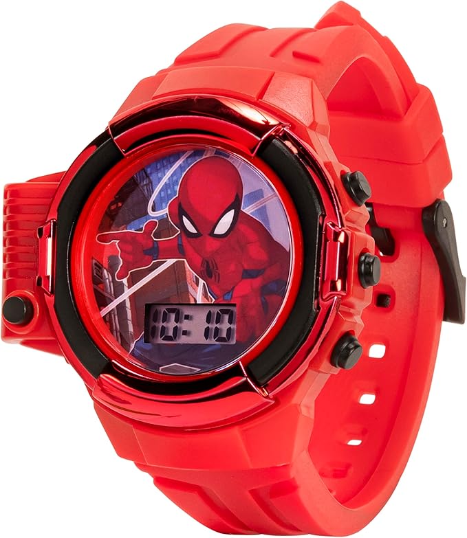 Marvel Spider-Man Flashlight Watch for Kids – Light-Up Fun with LCD Display, LED Flashlight, and Durable Silicone Band