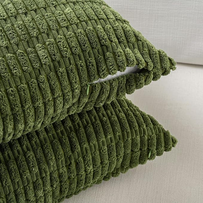 Fancy Homi 4 Packs Decorative Throw Pillow Covers for Living Room Couch Bed, Modern Farmhouse Boho Home Décor Accent Cushion Case, 24" x 12", Green Series