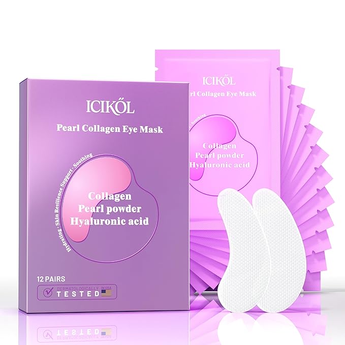 Hyaluronic Acid Collagen Under Eye Patches, Eye Mask for Puffy Eyes and Dark Circles, Deep Hydrating Eye Mask Patches for Eye Bags Treatment, Under-eye Skincare for All-day Moisture (12 pairs)