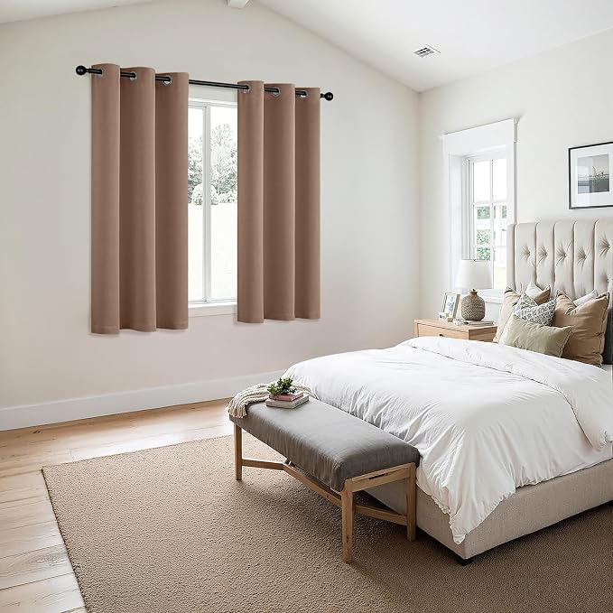 MIULEE Blackout Curtains for Bedroom 2 Panels 40 x 54 Inch Long Cappuccino | Thermal Insulated, Living Room Darkening Grommet Drapes, Noise Reducing, Light Blocking Window Treatments