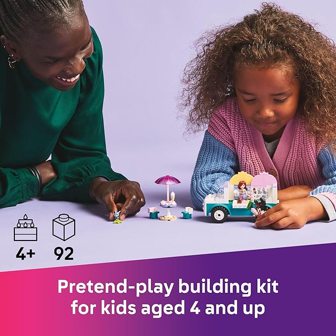LEGO Friends Heartlake City Ice Cream Truck Toy - Building Toy Pretend Play Set for Kids, Girls and Boys, Ages 4+ - Preschool Building Blocks with 2 Minidolls and Rabbit Figure - 42644