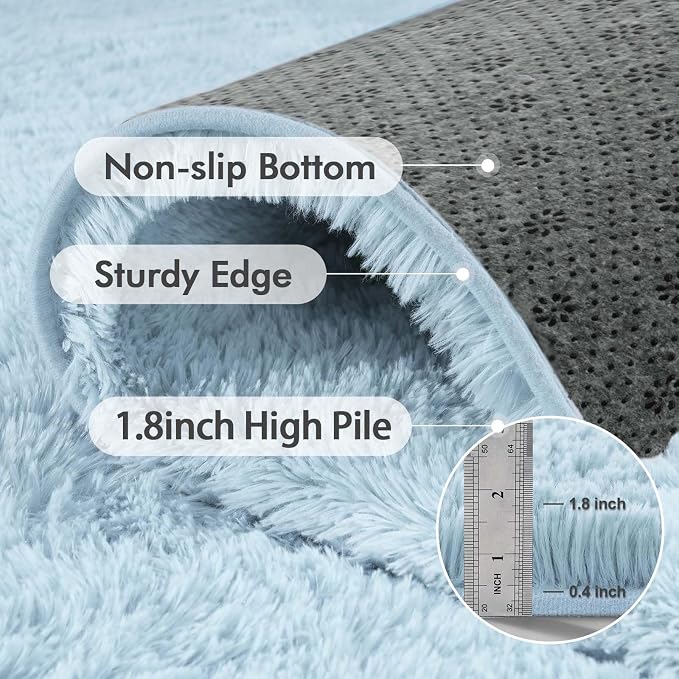8x10 Ft Extra Large Shag Rugs for Living Room, Ultra Soft Fluffy Furry Area Rugs for Bedroom Indoor Floor, Aesthetic Carpet for Kids Home Decor (Light Blue)