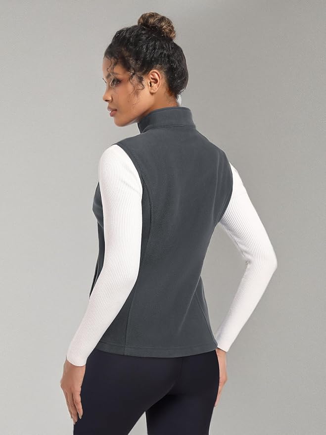 MAGCOMSEN Women's Fleece Vest Outerwear Sleeveless Lightweight Zip Jackets Warm Soft Vests with Zipper Pockets