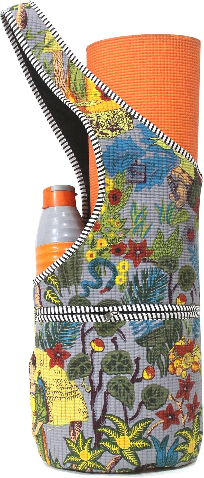 INDIAN CRAFT CASTLE Yoga Mat Bag | Tote Mat Bag | Sling Yoga Tote w/Large Side Pocket & Zipper Pocket | Yoga Mat Carrier Fits Most Size Mats