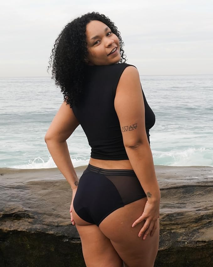 saalt Mesh Hipster Period Underwear | Mid-Rise Leak Proof Underwear for Women, Soft Breathable Fabric