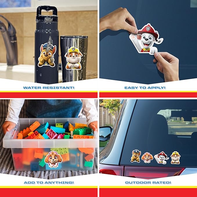 WALL PALZ Nickelodeon Paw Patrol Peeking Vinyl Decals - Set of 4 - Officially Licensed for Kids and Adults - Wall, Car, Water Bottle, Skateboard