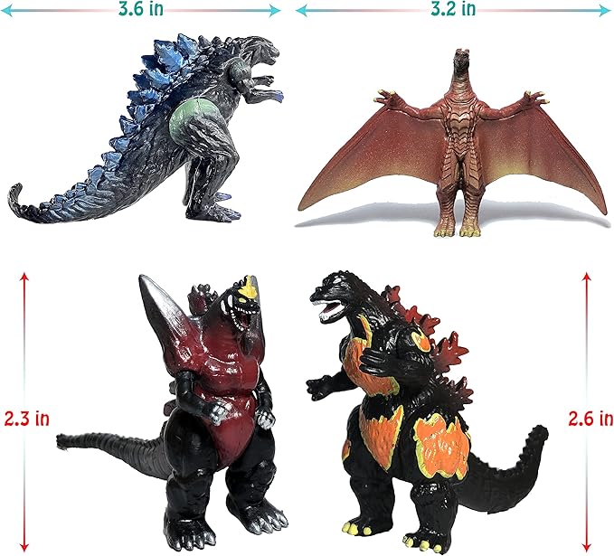 TwCare Set of 10 Godzilla Toys, Movable Joint Action Figures, King of The Monsters vs Kong Mini Dinosaur Mothra Imago Burning Heisei Mecha Ghidorah Playsets Kids Birthday Cake Toppers Pack