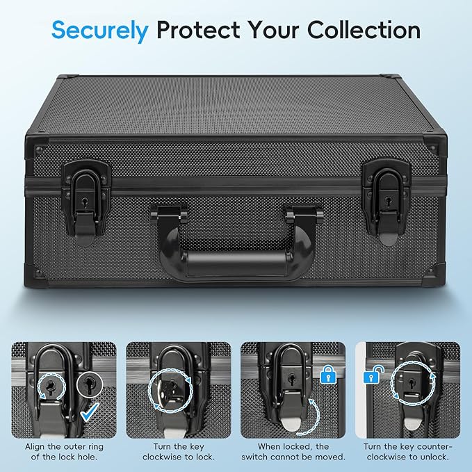 ANNLOV Toploader Storage Box for 3"x4" 35pt Rigid Cards, Holds 600+ Toploaders, Sports Card Storage Case Organizer, Trading Card Storage Box with Lock,Card Case Holder