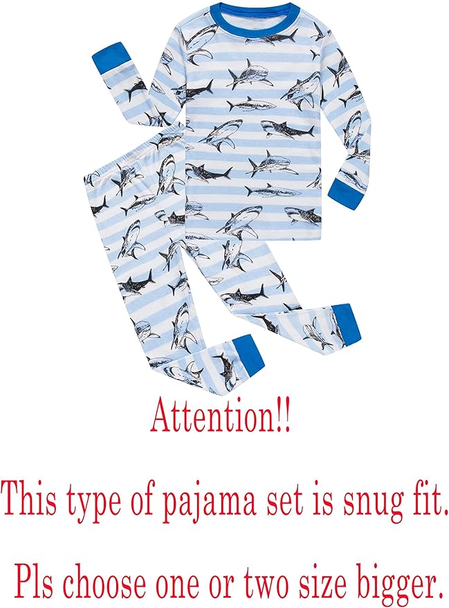 KikizYe Little Big Boys Girls Pajamas Set Kids PJs 100% Cotton Sleepwear