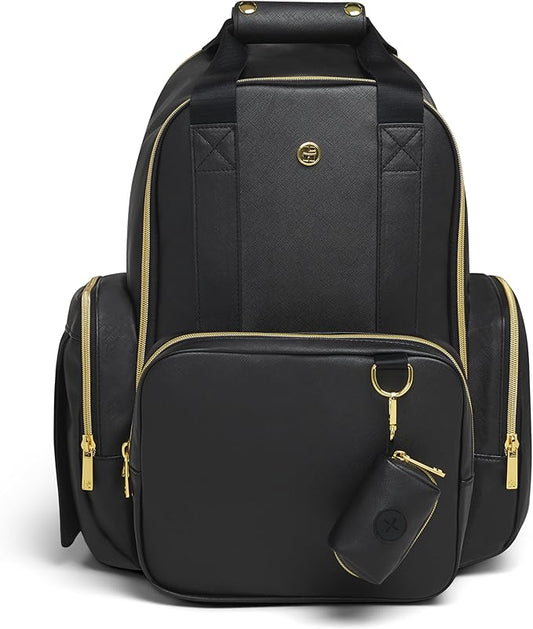 HUGGIES Unisex-adult Signature Hug Pack Diaper Backpack, Black Leather, One Size