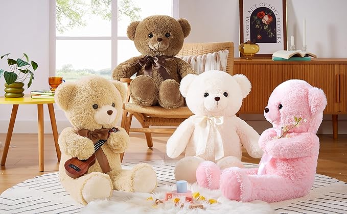 Big Teddy Bear Stuffed Animal 35 inches Giant Stuffed Bear Gift for Girlfriend Children on Birthday, Brown