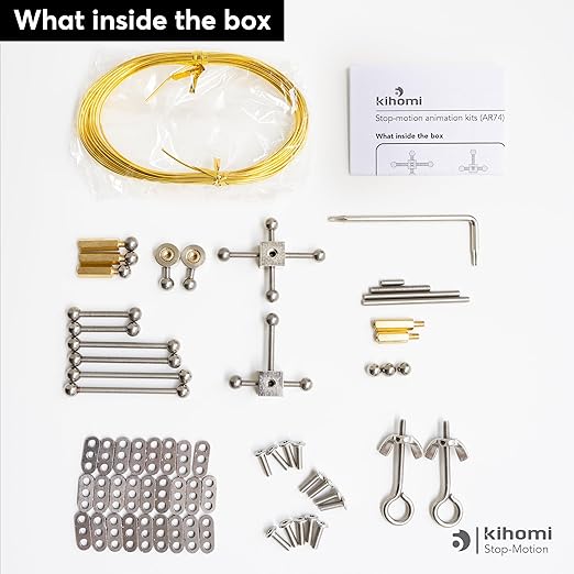 Studio Stop Motion Armature Kit - Feet Tie Down DIY Metal Puppet Figure Skeletons Easy Assembly for Animation Character Design & Creative Fun, Perfect for Stop Motion Animation (Silver, 7.4in)