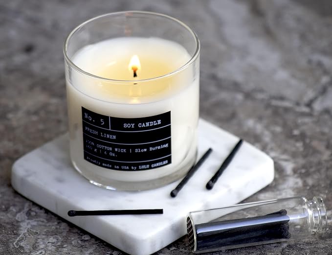 Lulu Candles | White Bamboo | Luxury Scented Soy Jar Candle | Hand Poured in The USA | Highly Scented & Long Lasting (6 Oz.)