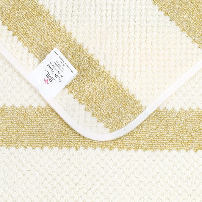 JML Microfiber Bath Towels Set, 2 Pack, 30" x 60", Oversized, Soft, Super Absorbent, Fast Drying, Perfect for Sauna, Shower, Sport, Fitness, Yoga, Waffle Stripe Light Brown