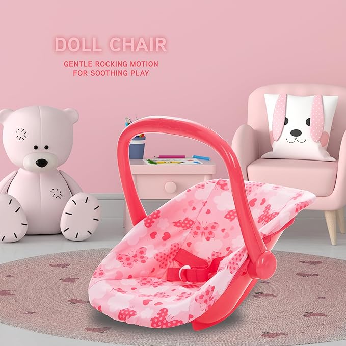 Dolls To Play Baby Doll Stroller Bed and Seat Nursery Playset, Accessories Furniture Set High Chair Diaper Bag Role Play Deluxe Set