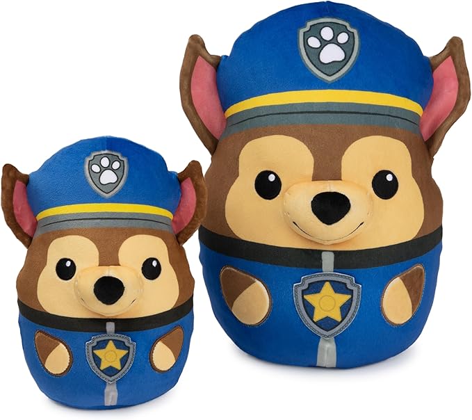 PAW Patrol Chase Squish Plush, Official Toy from The Hit Cartoon, Squishy Stuffed Animal for Ages 1 and Up, 8”