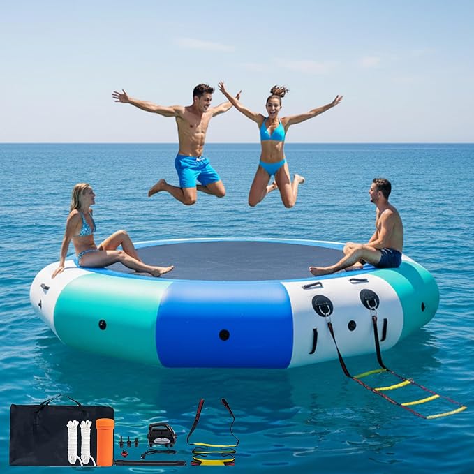 COOLWAVE Water Trampoline for Lake, Floating Trampoline for Lake Pool Ocean with Pump