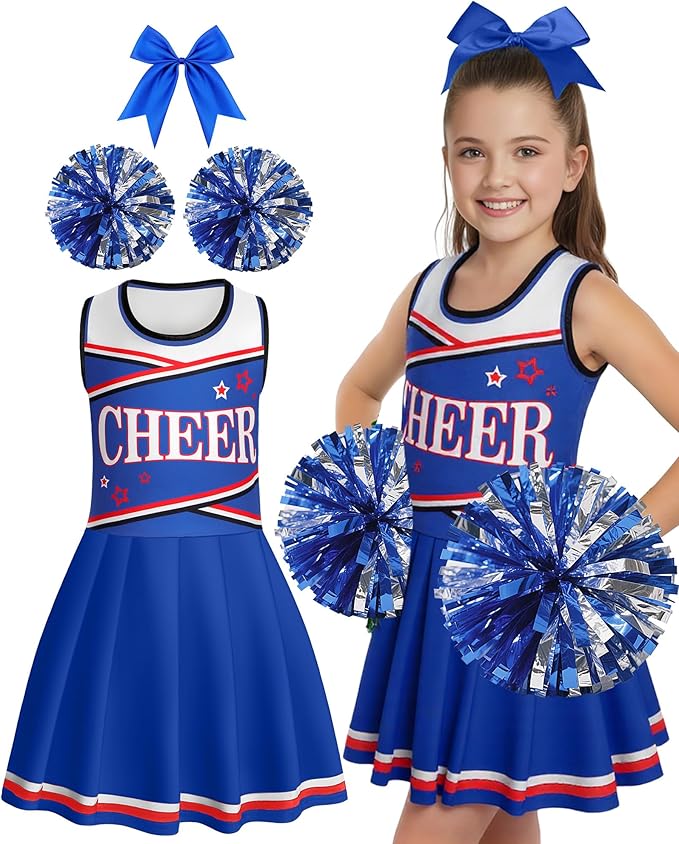 JenPen Cheerleader Costume Set Cheerleading Outfit Cheer Uniform Dress Cosplay for Halloween Party Gifts 3-9 Years