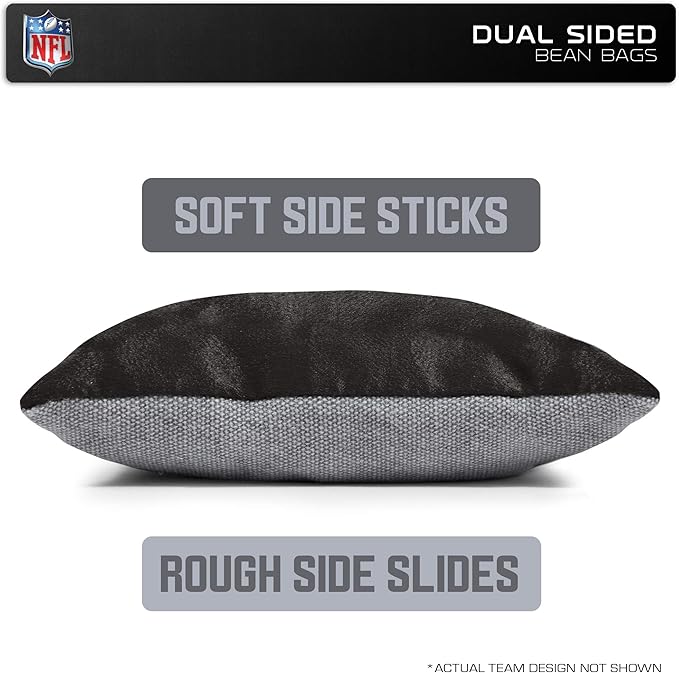 NFL Pro Football Dual Sided Bean Bags by Wild Sports, 8 Count, Premium Toss Bags for Cornhole Set - Great for Tailgates, Outdoors, Backyard