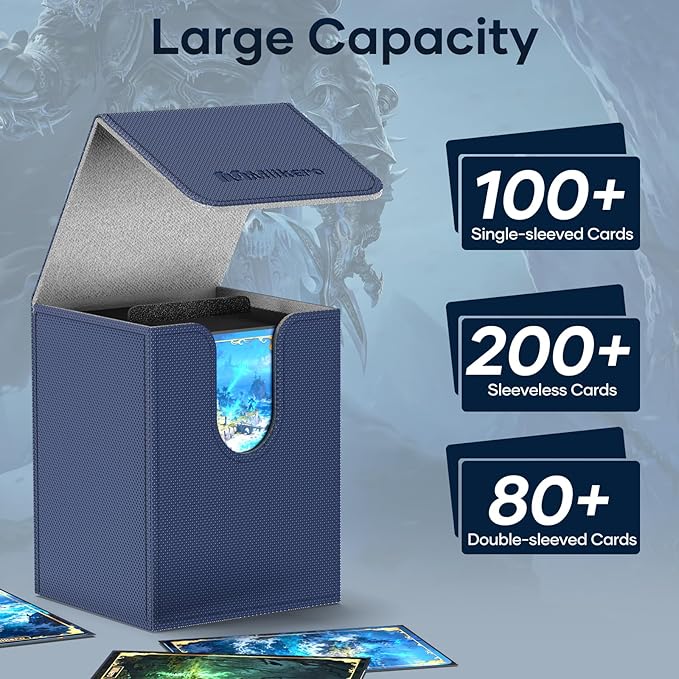 Mlikero 4 Pack Card Deck Box, Commander Deck Box Holds 400+ Single Sleeved Cards with 4 Dividers, Leather Magnetic Card Box Fit for MTG, TCG (4 Colors)