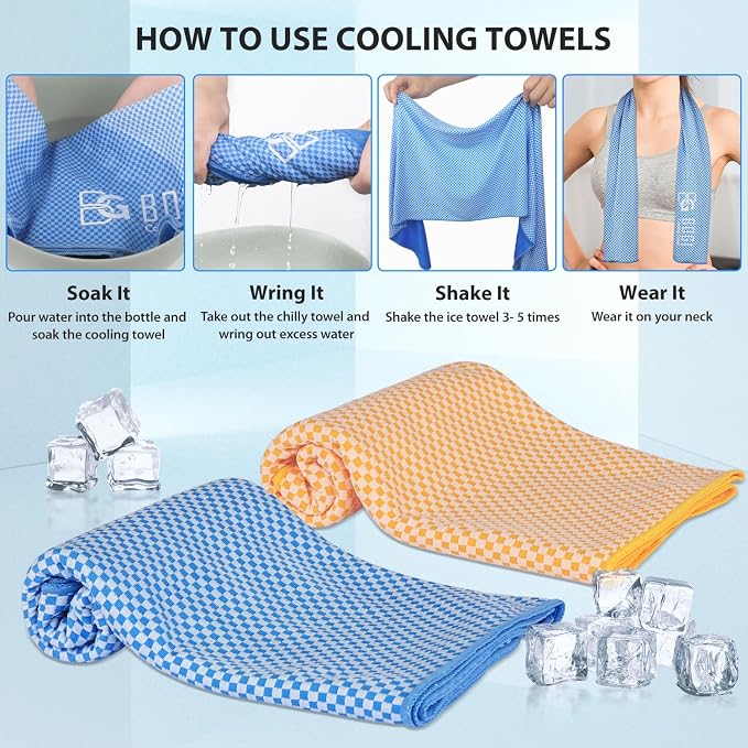 BOGI Cooling Towels for Neck and Face, Soft Breathable Cool Towel for Instant Cooling Stay Cool for Yoga, Sport, Gym, Camping, Running & More Activities
