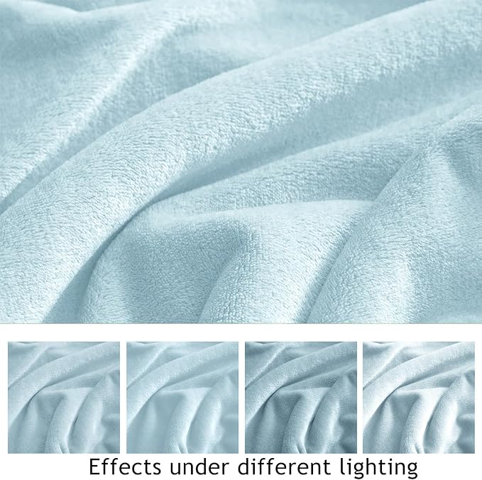 KMUSET Fleece Blanket Mist Blue Lightweight Super Soft Cozy Fuzzy Bed Blankets Microfiber Factory Shop