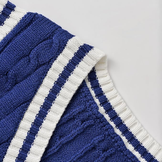 Women's Sweater Vest,Y2K Sleeveless Pattern Preppy Style Knitted Crop Tank Top for Girl