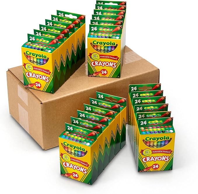 Crayola Crayons Bulk (24 Packs), Coloring Book Supplies, Presharpened Crayons for Kids, Easter Basket Stuffers, Preschool Classroom Supplies, Gifts, Ages 3+