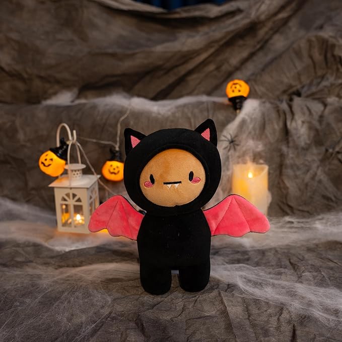 Plushland 10 Inch Halloween Plush Toys Bat, Skeleton,Ghost Spooky Stuffed Animal Stuffies Soft Trick or Treat Party Decor Stuffy for Kids Adults (Batty Buddy)