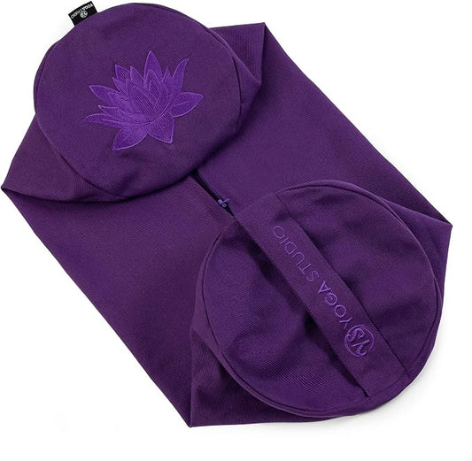 Yoga Studio Spare Organic Cotton Bolster Covers With Handle And Zipper (Purple)