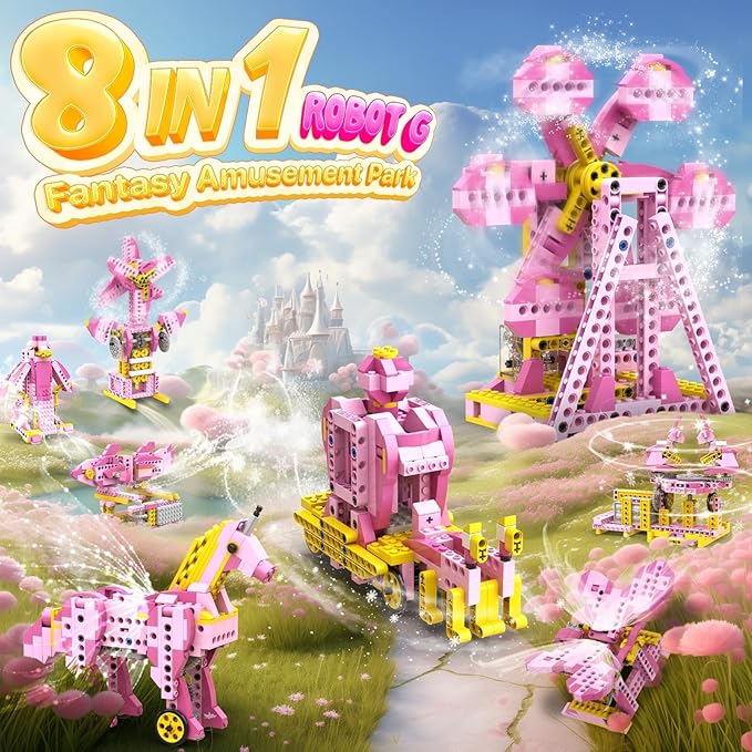 Robot G STEM Kits for 6-7 Year Old Girl, 8 in 1 Electric Building Toys for Kids 6-8 8-10, DIY Educational Construction Science Kit for Girls 6-12 Christmas Birthday Gift