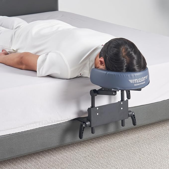Master Massage Home Massage Headrest Kit Professional for Bed, Adjustable Headrest & Pu Face Cushion for Private Masseuse, Face Down Pillow Mattress Top Massage Kit Family Use (Cream)