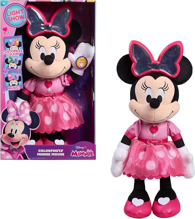 Disney Jr. Colorfinity Minnie Mouse, Interactive Plush Toy, Over 40 Interactions, Ages 3 and Up