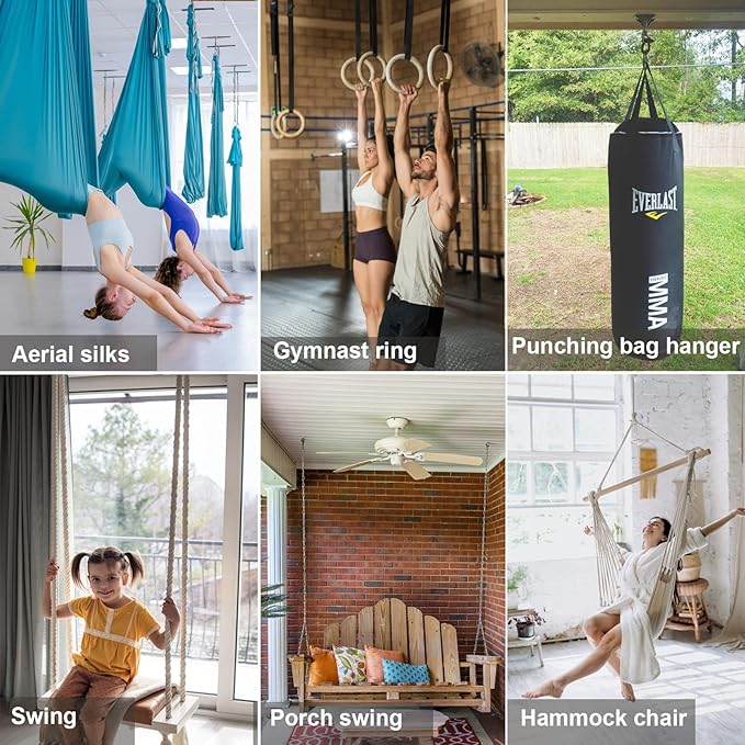 BeneLabel Swing Hanger with Bearing Swivel 800LB Capacity Stainless Steel Ceiling Mount Bracket Hanging Kit for Aerial Silks, Swings, Hammocks, Hanging Chair, Aerial Hoop, Heavy Bag, Yoga Swing