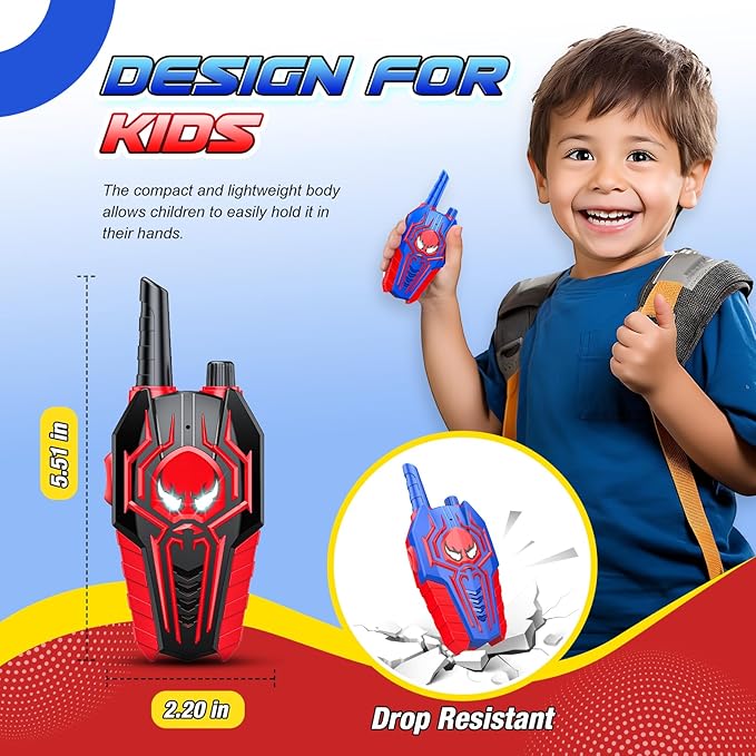 Cool Walkie Talkies for Boys Kids: Gifts Toys for 3 4 5 6 7 8 Year Old Boys Ages 5-7 Kids Walkie Talkies 2 Pack Outdoor Hiking Camping 2 Way Radio Toy Age 3-8 Year Old Boy Girl Birthday Gifts