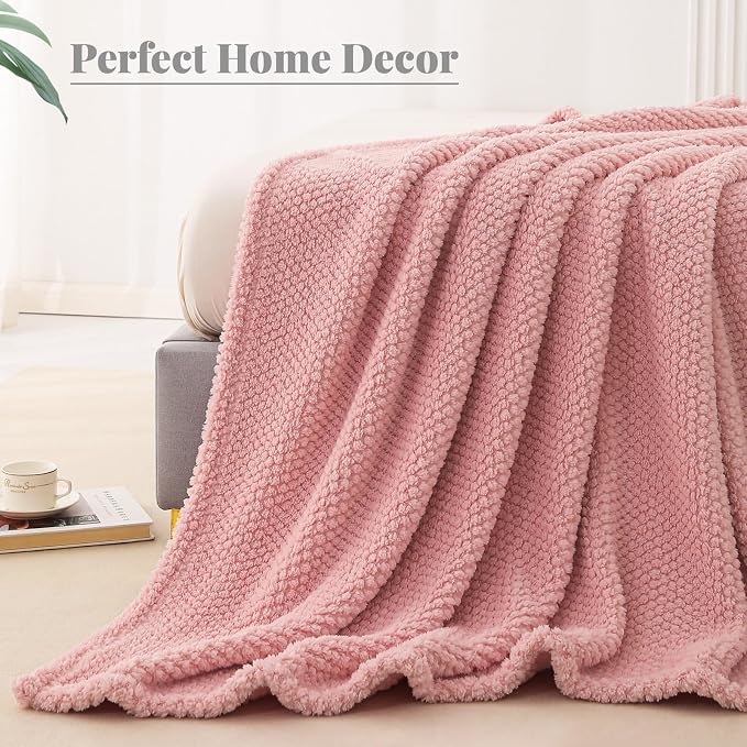 Whale Flotilla Soft Fleece Queen Size Bed Blanket, Pink | 90x90 Inch, Suitable for Bed, Fluffy Fuzzy Jacquard Blankets for All Season, Lightweight and Cozy