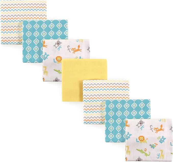 Luvable Friends Unisex Baby Cotton Flannel Receiving Blankets, Abc 7-Pack, One Size