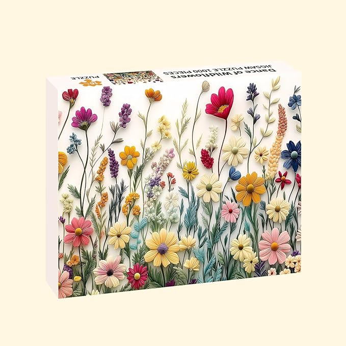 Puzzles for Adults 1000 Pieces, Wildflower Jigsaw Puzzles - Dance of Wildflowers, Impossible Wildflower Puzzle for Seniors Families, 27.56 x 19.69 Inches, 1:1 Poster, Letter on The Back